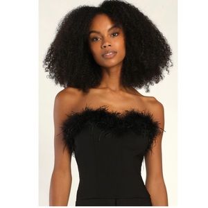 Lulus Flair For the Fabulous Feather Crop Tube Top